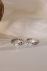 opal sterling silver hoop earrings