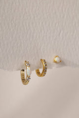 sterling silver opal gold hoop earrings