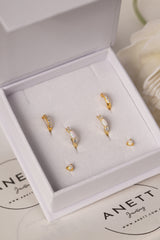 sterling silver opal gold hoop earrings set