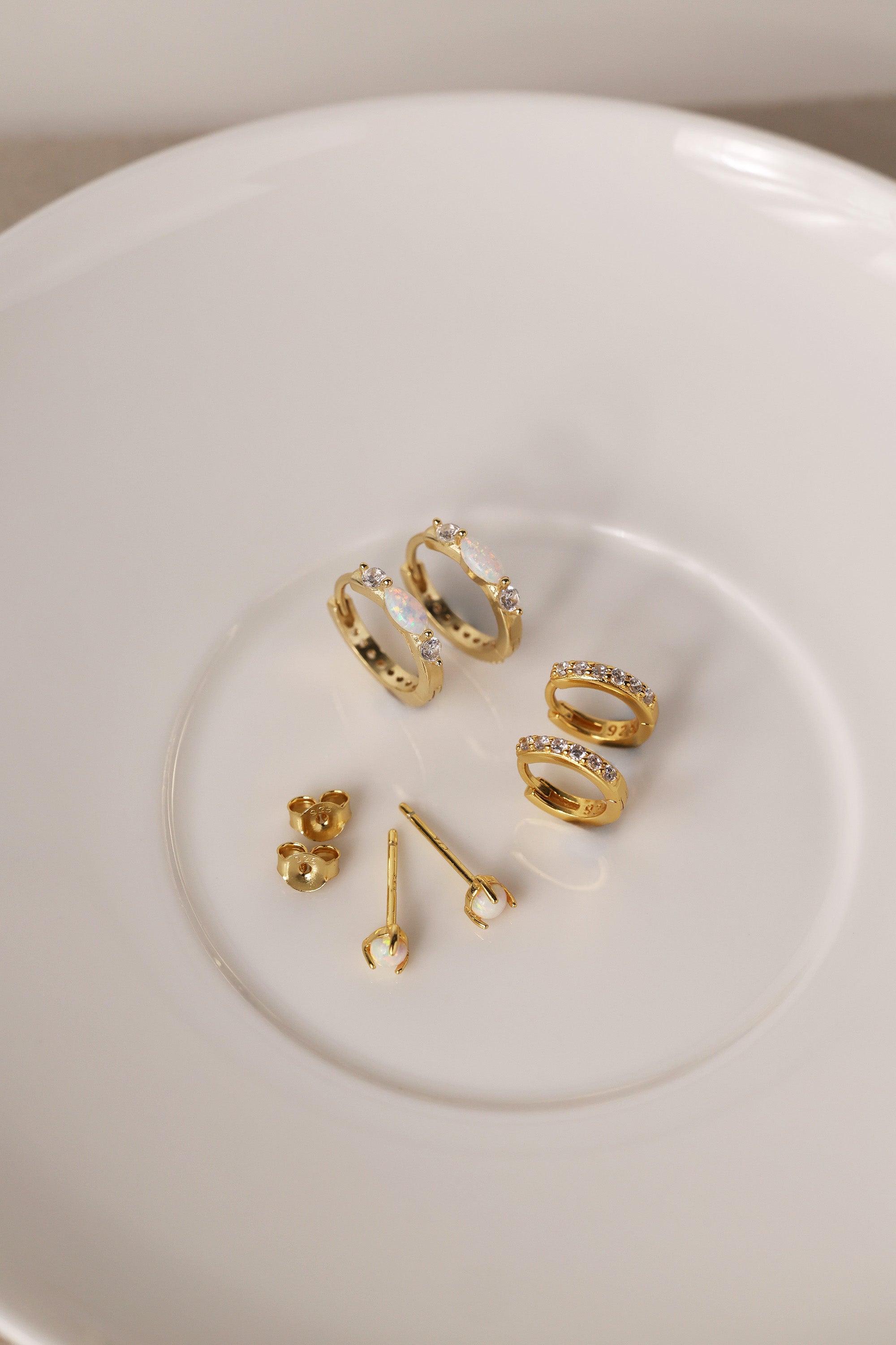 sterling silver opal gold hoop earrings
