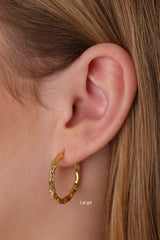Thalira Gold Hammered Hoops Large