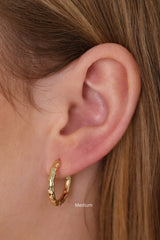 Thalira Gold Hammered Hoops Medium