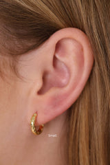 Thalira Gold Hammered Hoops Small