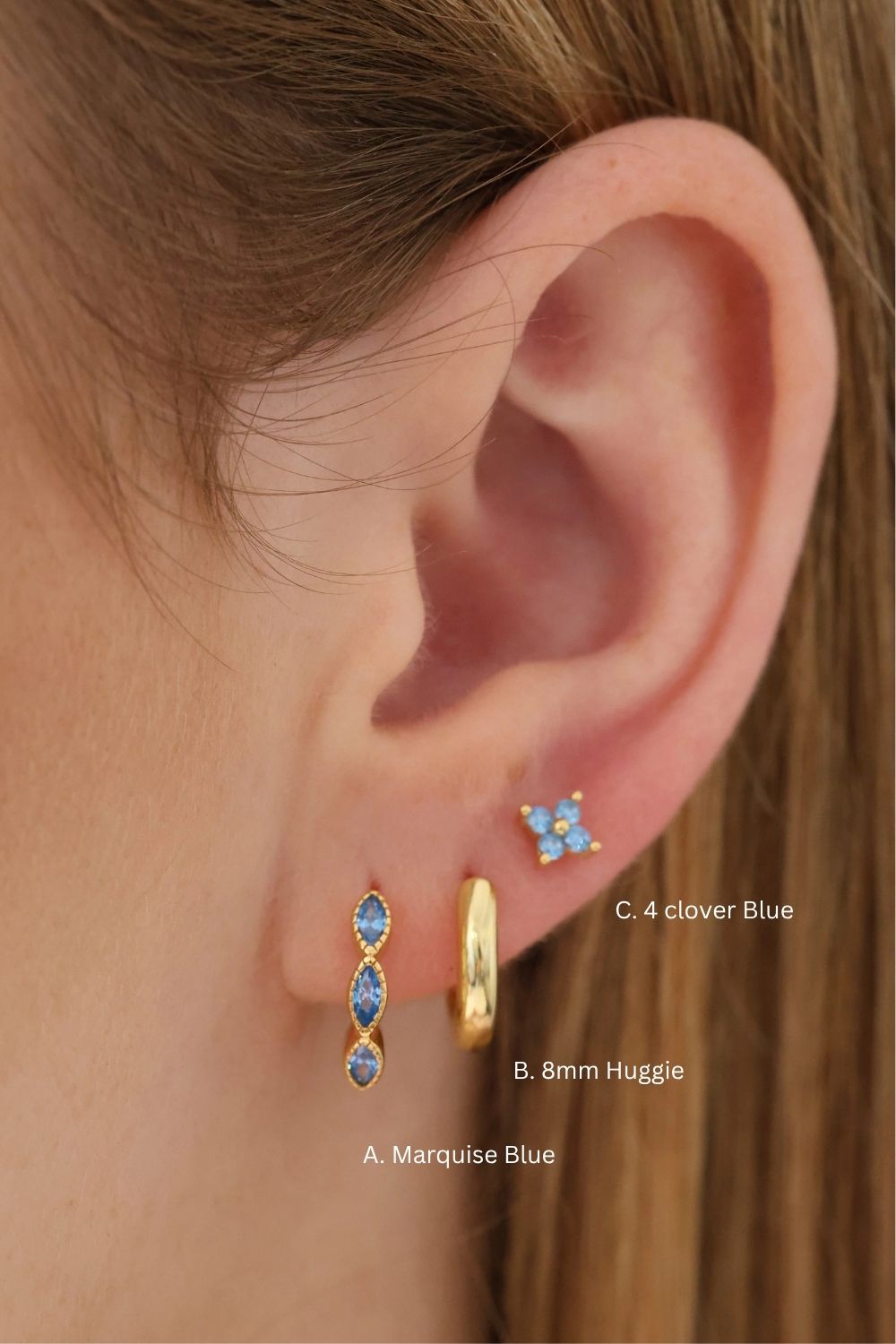 Blue Marquise Hoop Everyday Stacking Gold- Sterling Silver