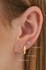 Blue Marquise Hoop Everyday Stacking Gold- Sterling Silver