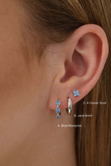 Blue Marquise Hoop Everyday Stacking - Sterling Silver