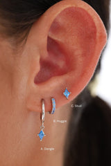 Mia Blue Huggie CZ Dangle Earrings SILVER