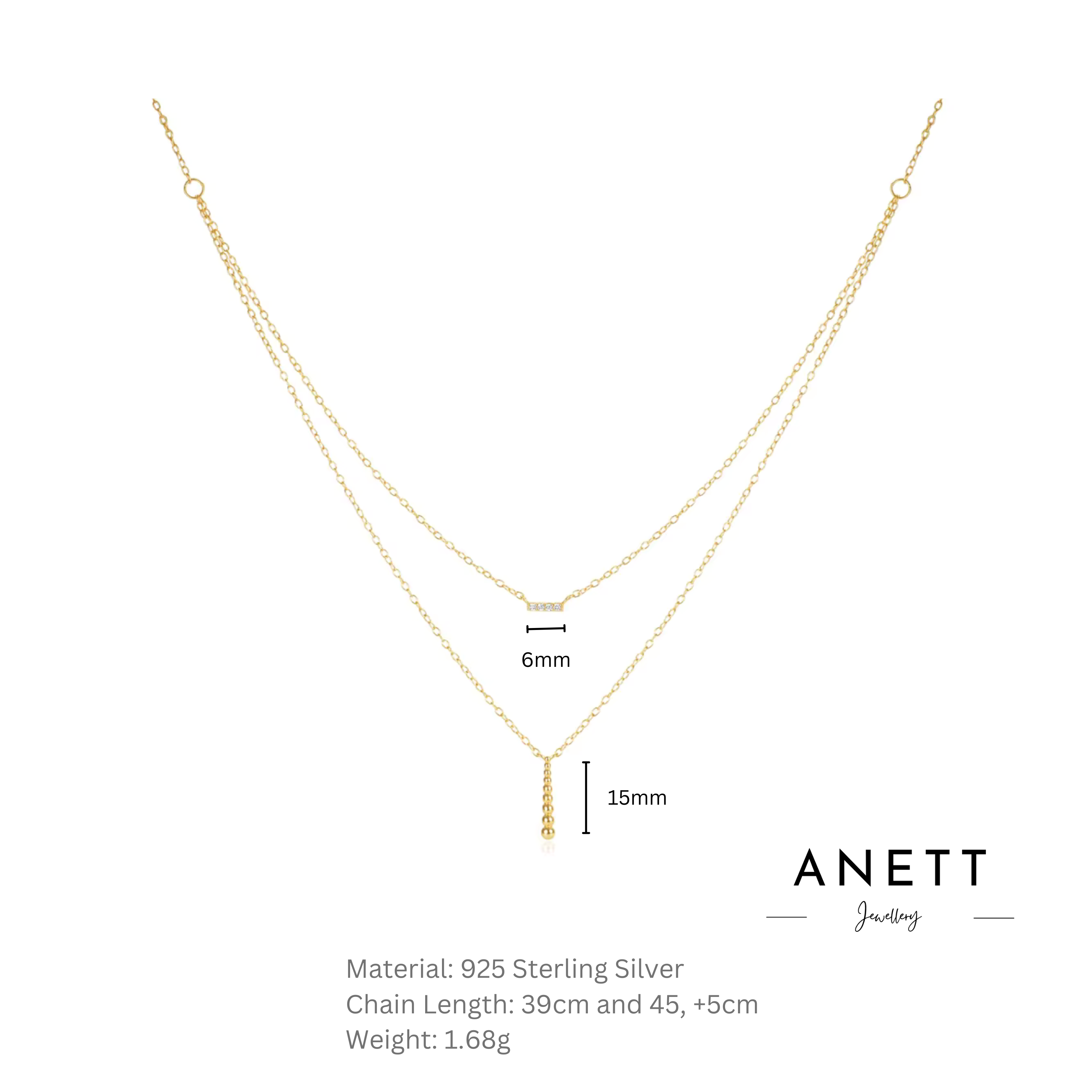 Sera Dainty Double Layered Gold Necklace Sterling Silver