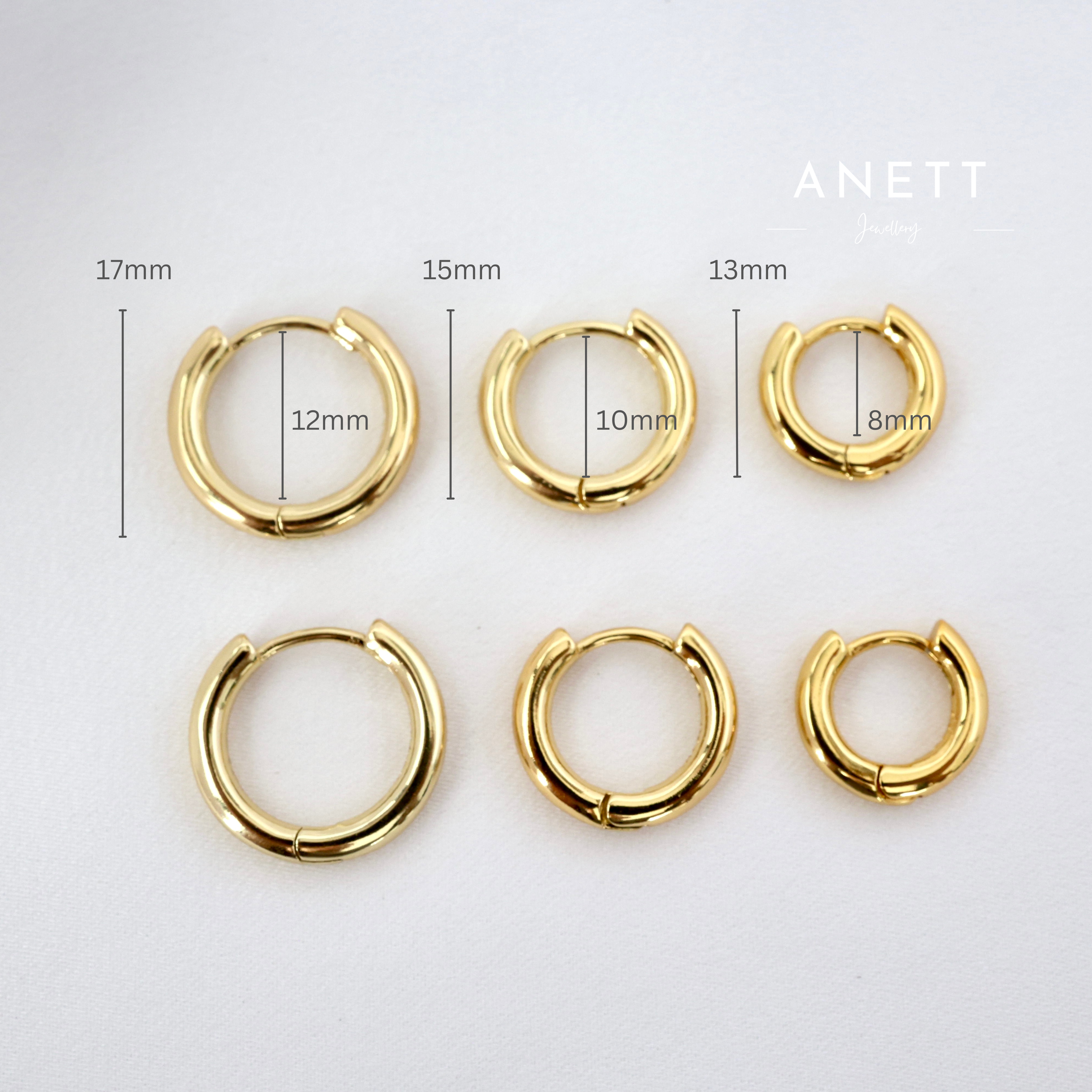 Basic Sterling Silver GOLD Hoops 8mm 10mm 12mm