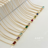Baguette Birthstone Gold Necklace