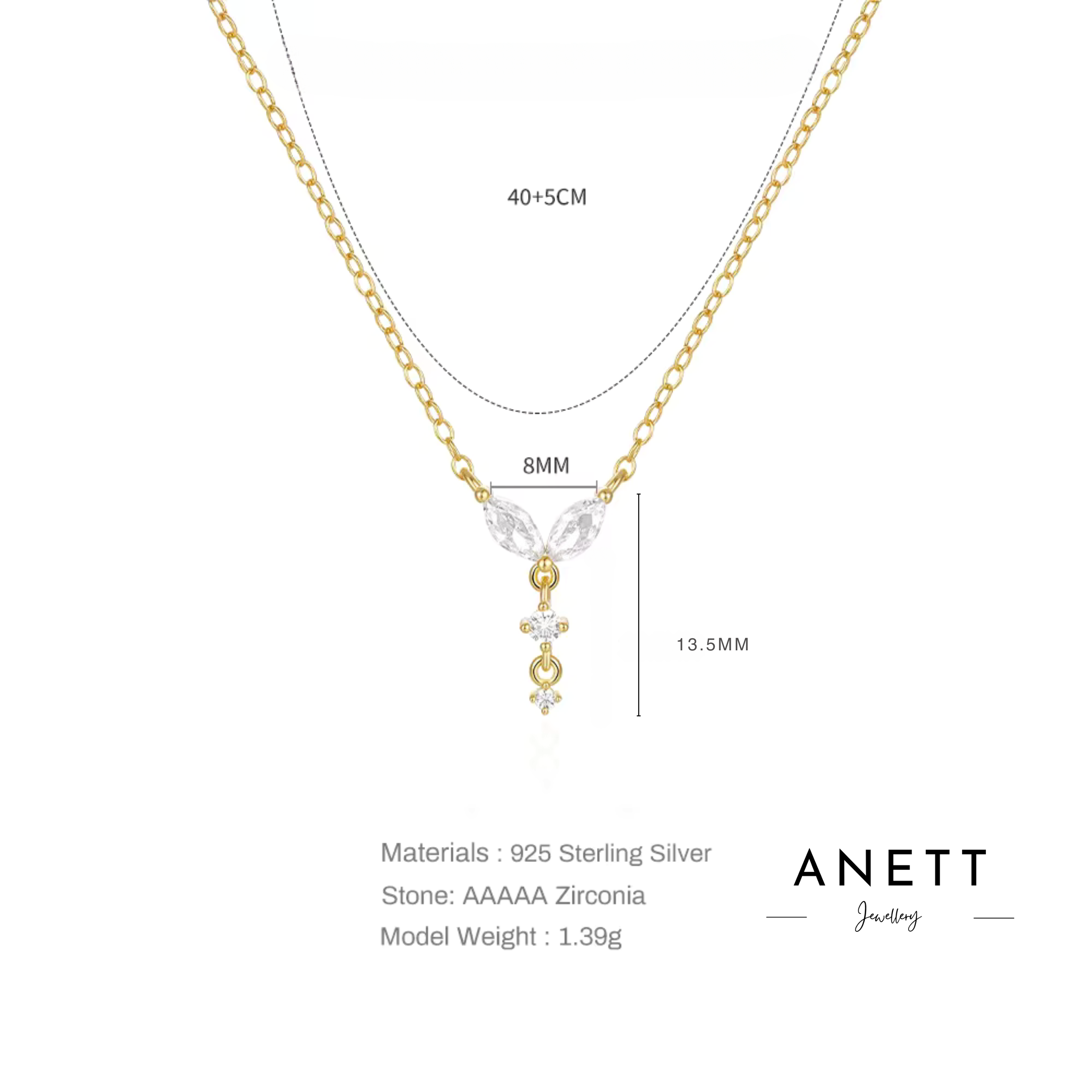 Crystal Pendant Gold Dainty Necklace