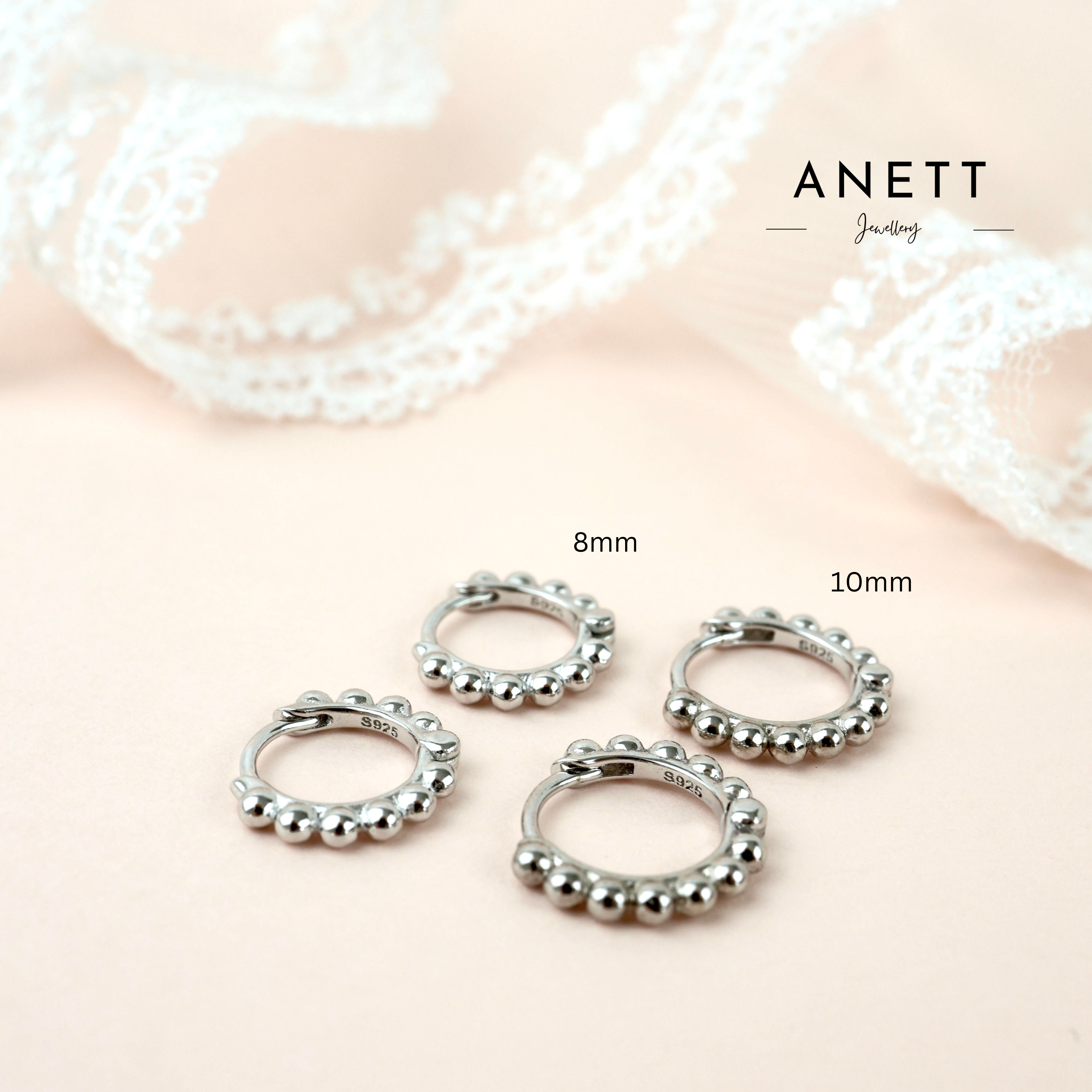 Dainty Princess Hoop Earrings- Silver
