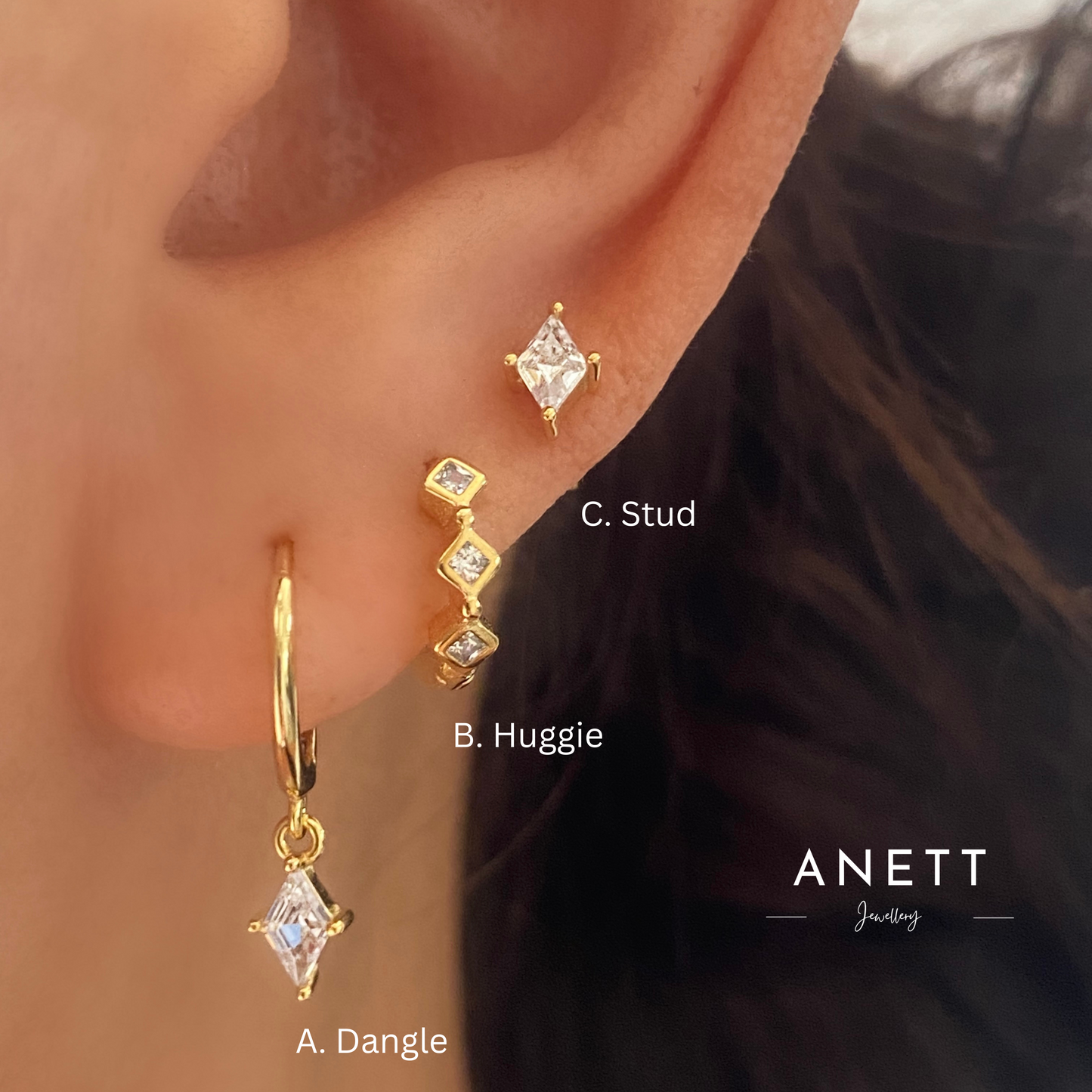 Diamond cz Dangle Earring Set