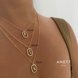 Initial Necklace Square Paved Charm