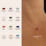 Baguette Birthstone Gold Necklace