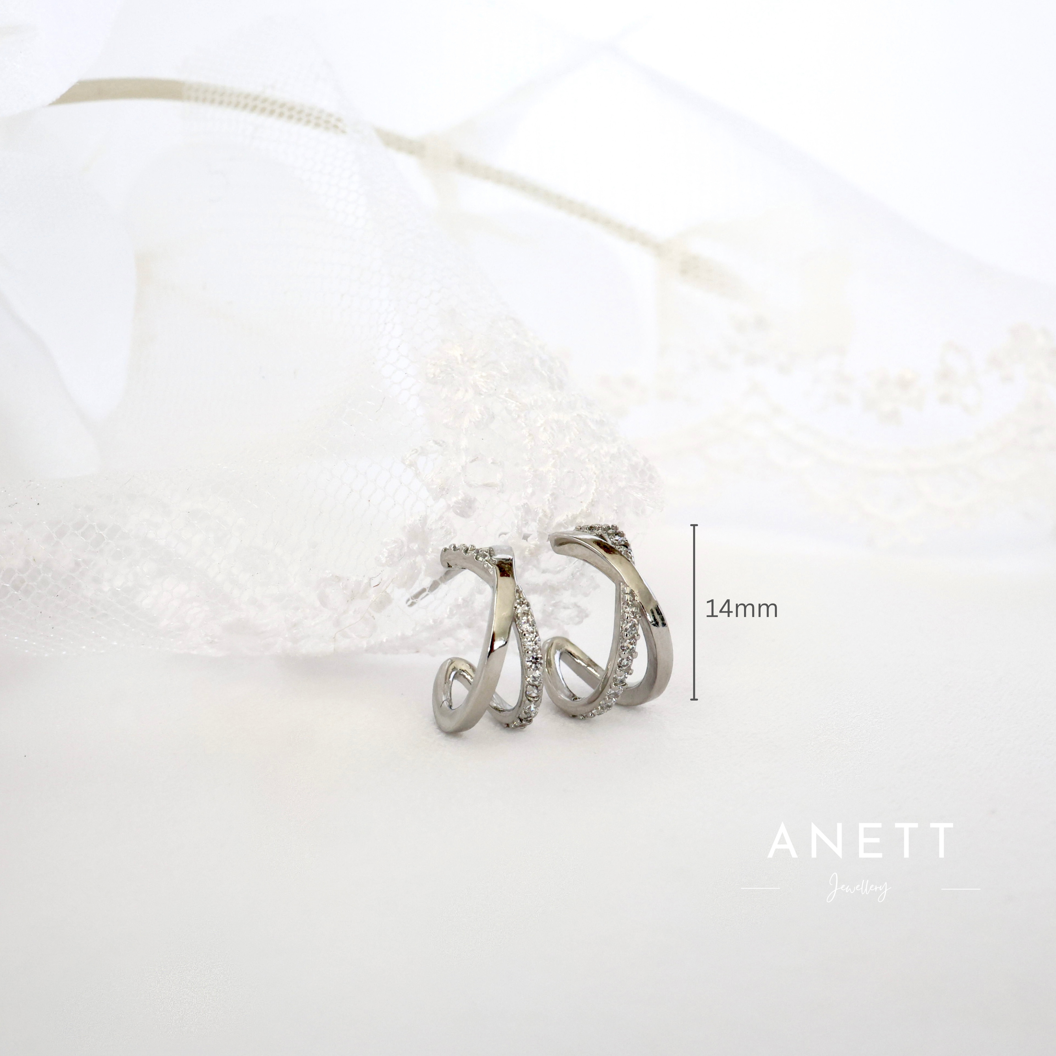 Jessica X Cross Hoop Earrings SILVER