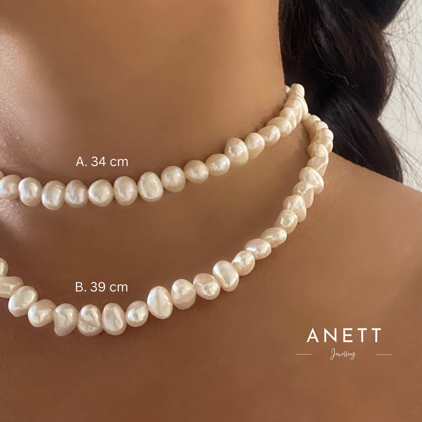 Natural Pearl Necklace with Stainless Steel Layering Set