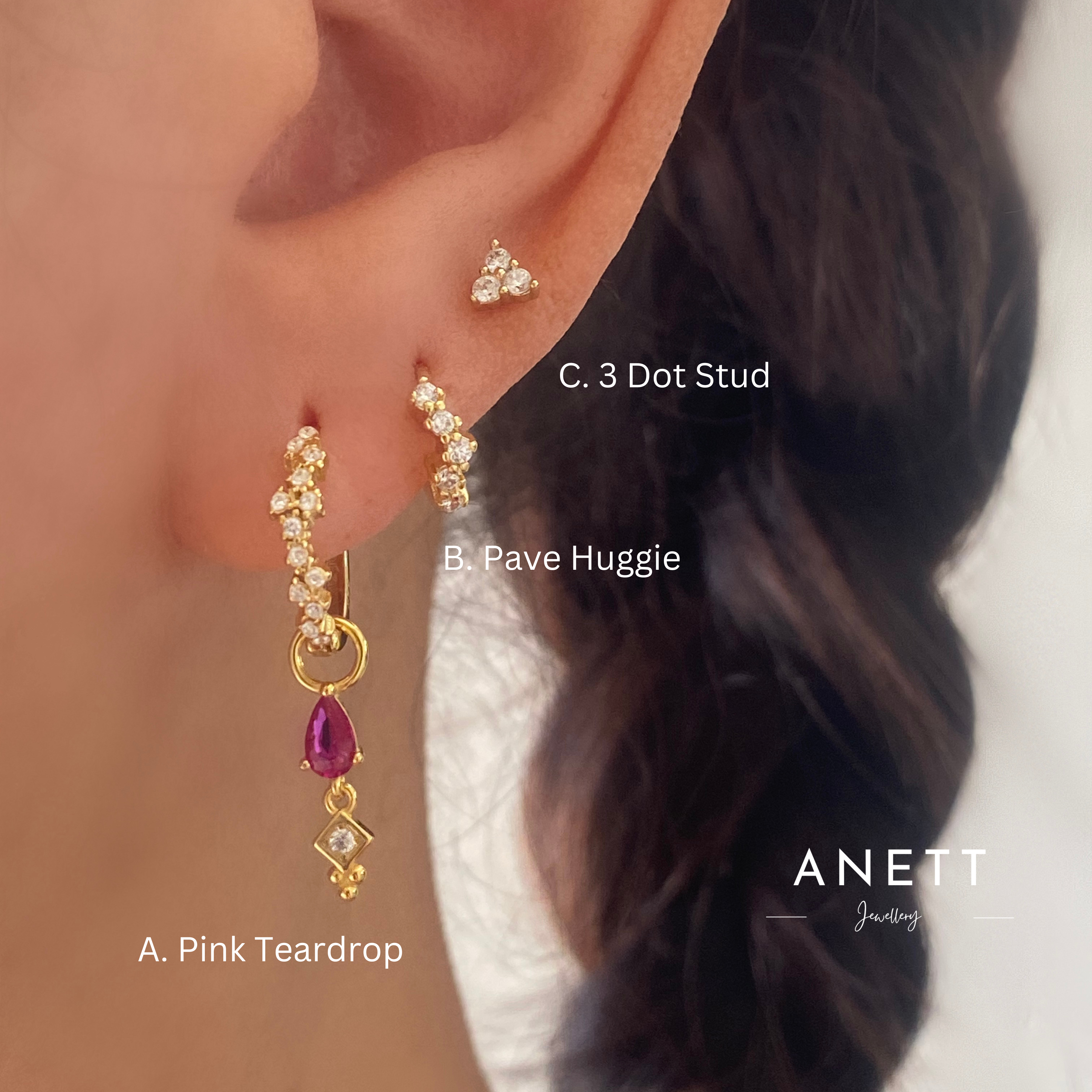 Pink Teardrop Dangle Earrings GOLD