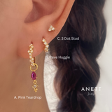 Pink Teardrop Dangle Earrings GOLD