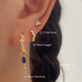 Blue Teardrop Dangle Earrings GOLD