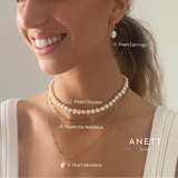 Natural Pearl Necklace with Stainless Steel Layering Set