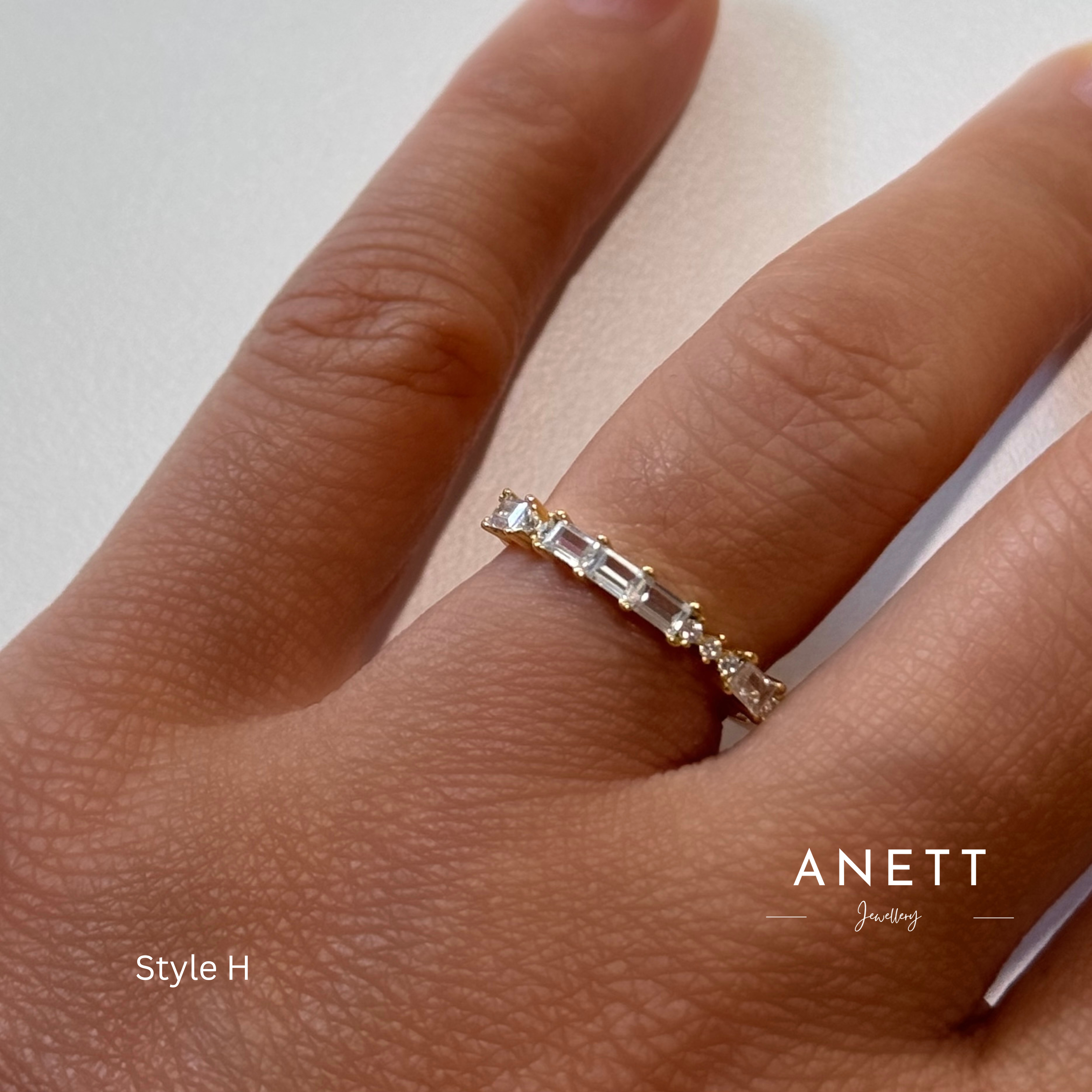 Dainty Cubic Zirconia Stacking Gold Ring A, B, H