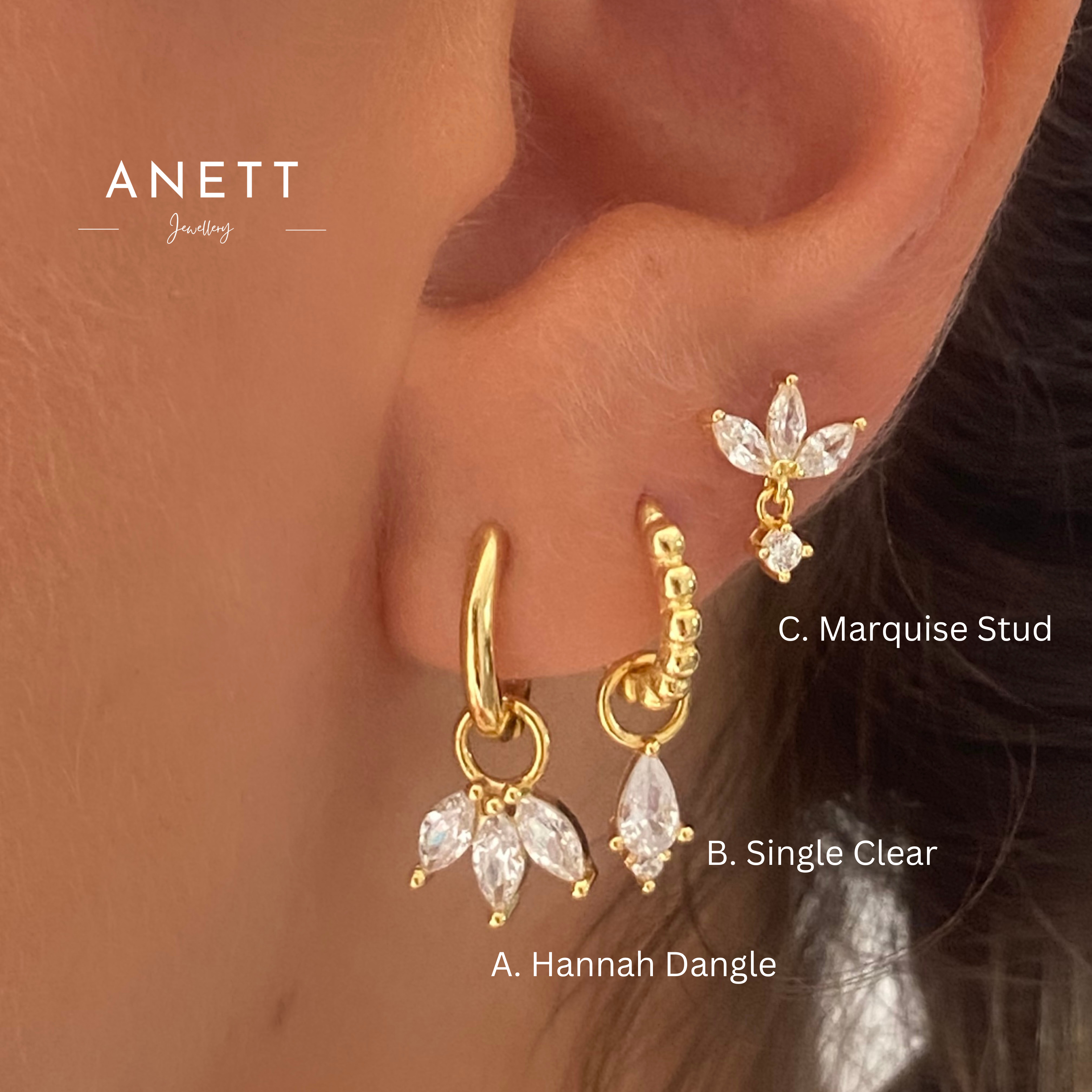 Hannah Dangle Marquise GOLD Earrings