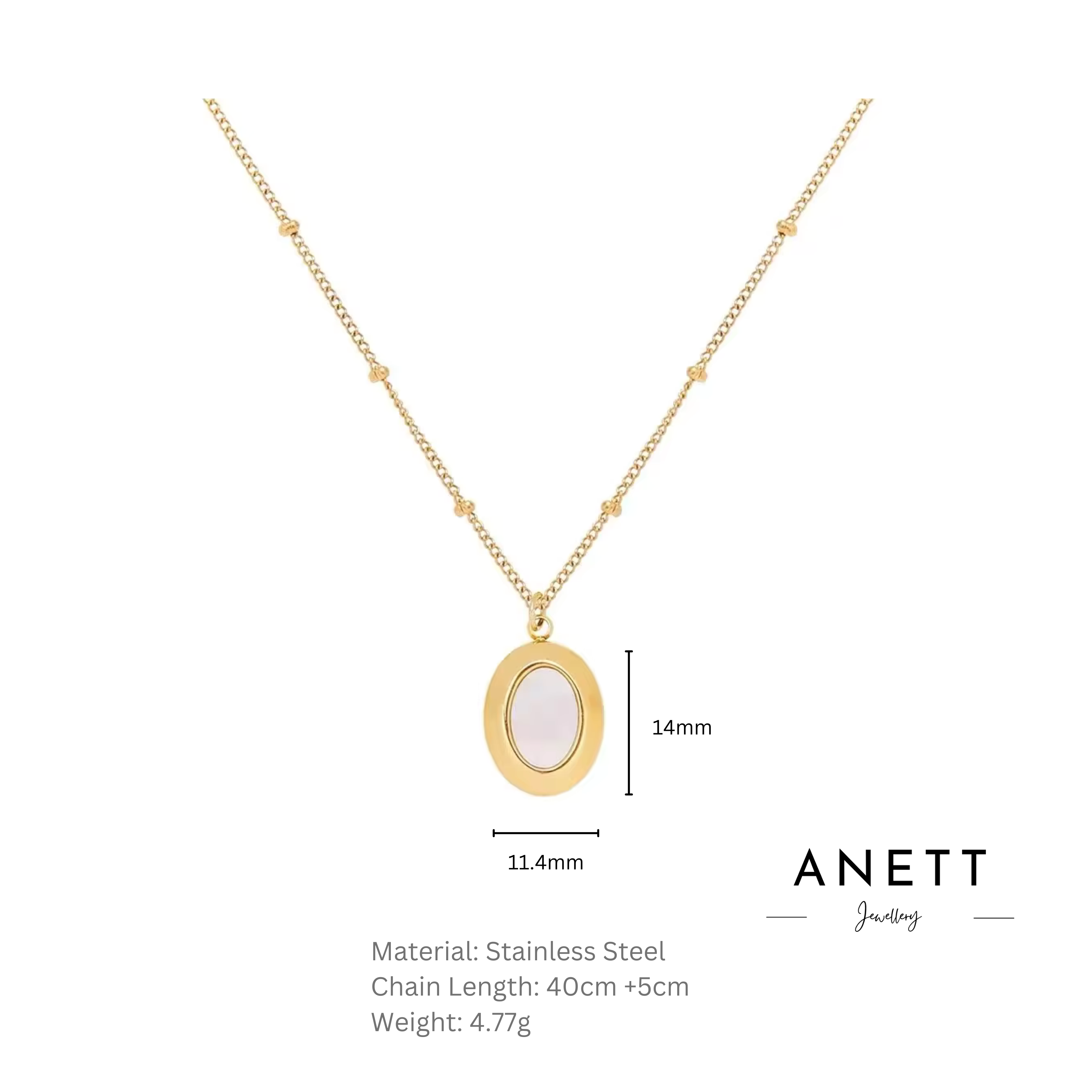 Shell Pendant Gold Stainless Steel Necklace