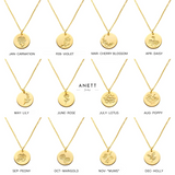 Birth Flower Pendant Stainless Steel Gold Necklace