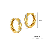 Twist CZ Pave Gold Hoop Earrings