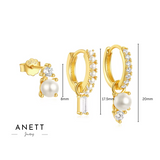 Luna Pearl Huggie Dangle Earrings Gift Set GOLD