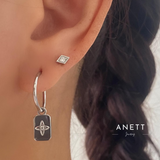 Rhombus Silver CZ Stud Earrings