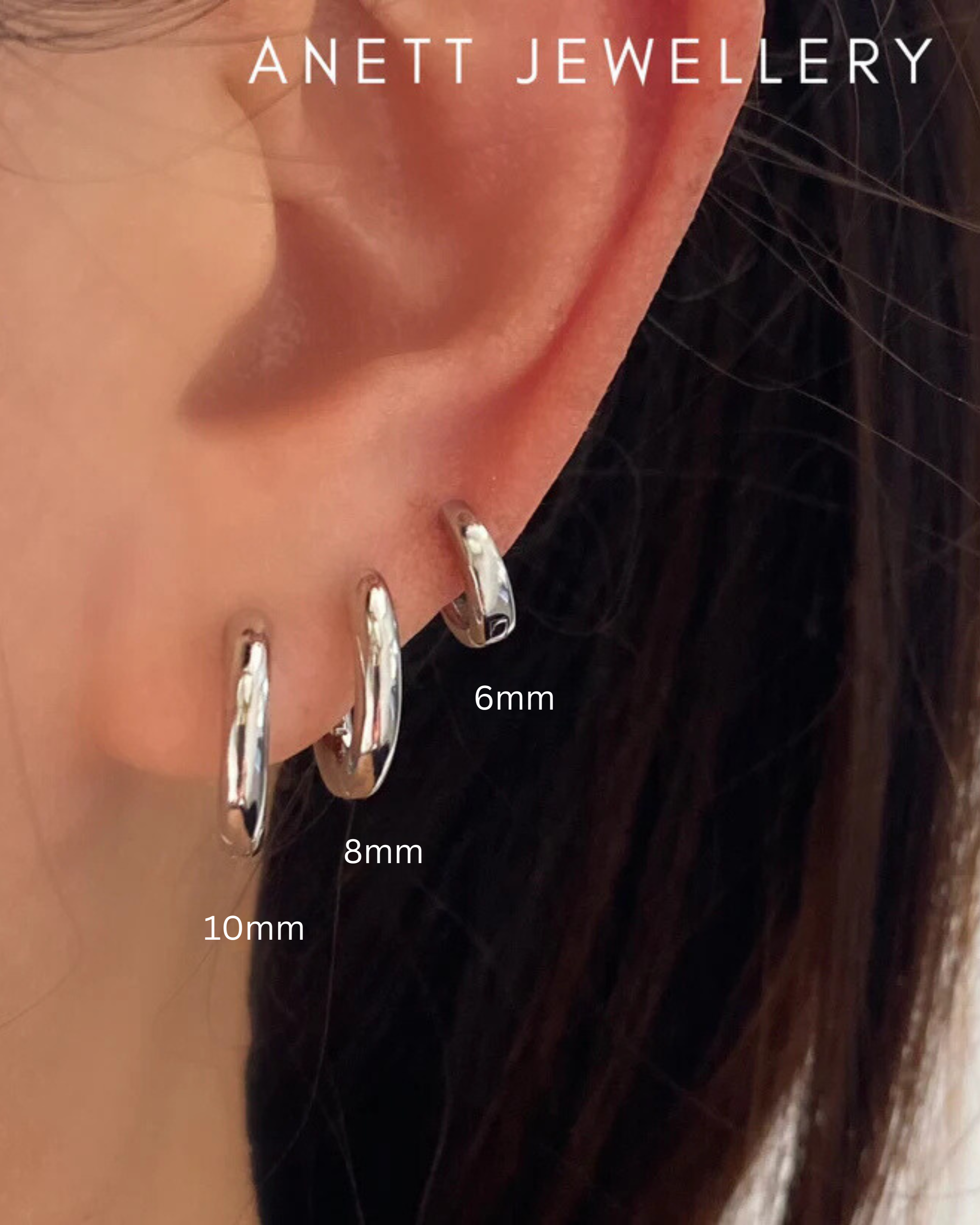 Basic Sterling Silver Hoop 8mm 10mm 12mm Earrings