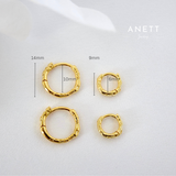 Textured Gold Hoop Earrings, 925 Sterling Silver