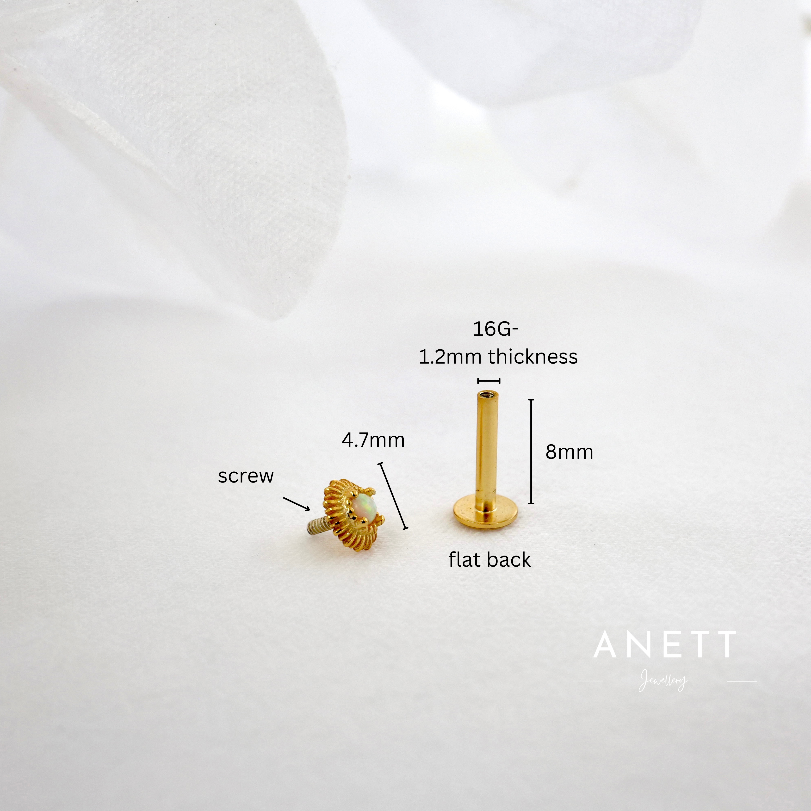 16G Tiny Opal Gold Helix Stud Earring 1 piece