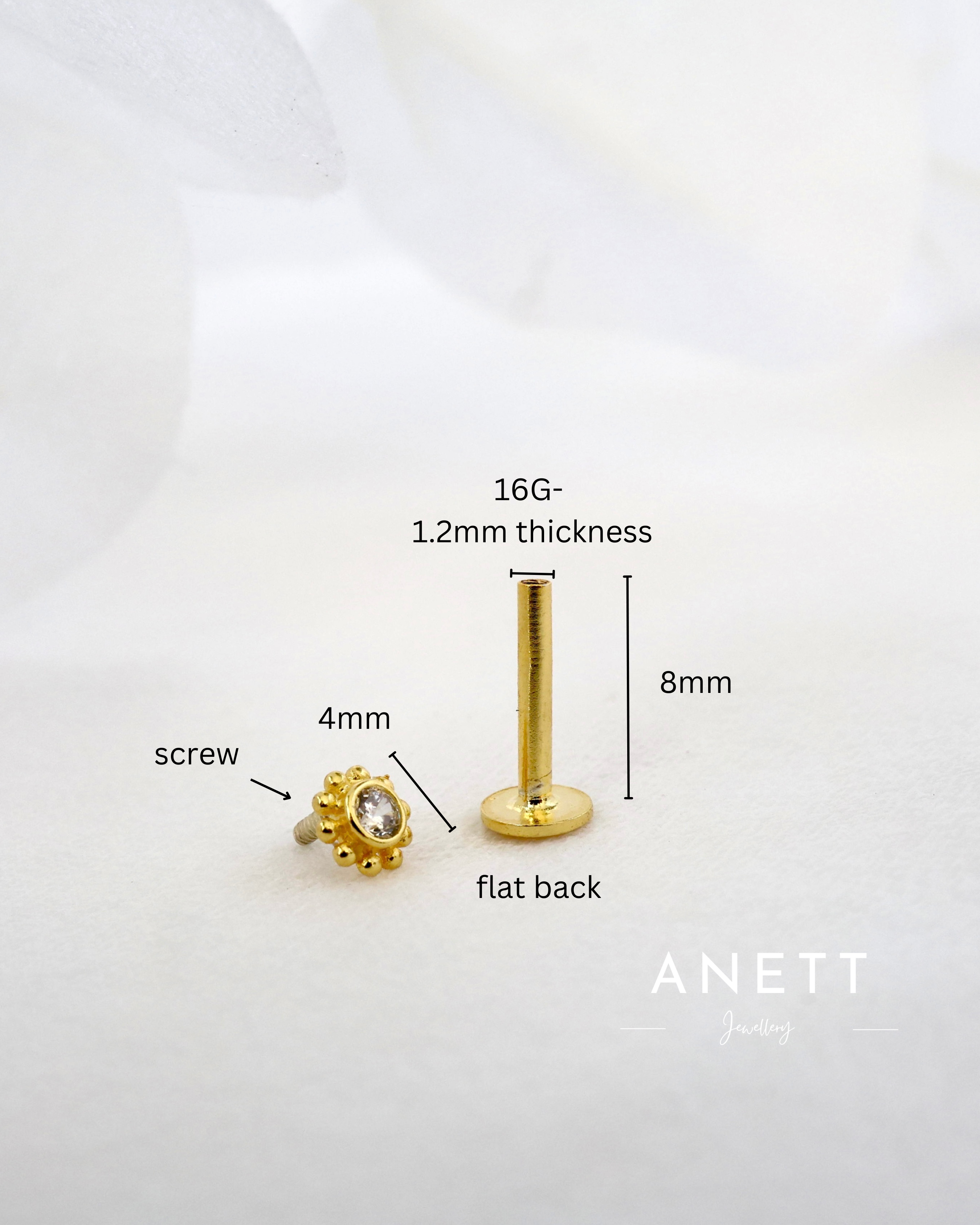 16G Solo Gold Helix Stud Earrings 1 piece