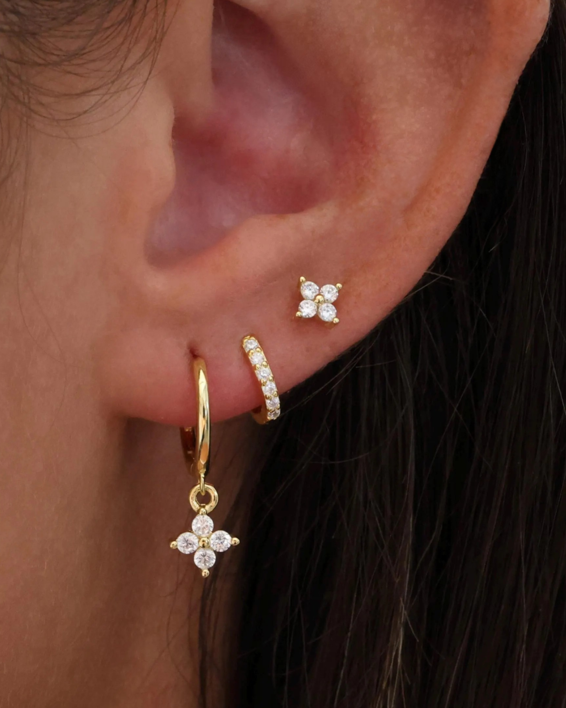 4 Clover Dangle Earrings GOLD