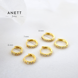 925 Sterling Silver Dainty Gold huggie Hoop Earrings Clear CZ