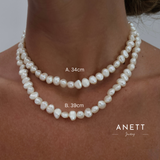 Natural White Pearl Necklace Chocker with Stainless Steel 34cm 39cm