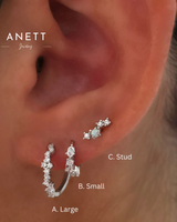 Flower Crown Silver Huggie Hoop Earrings