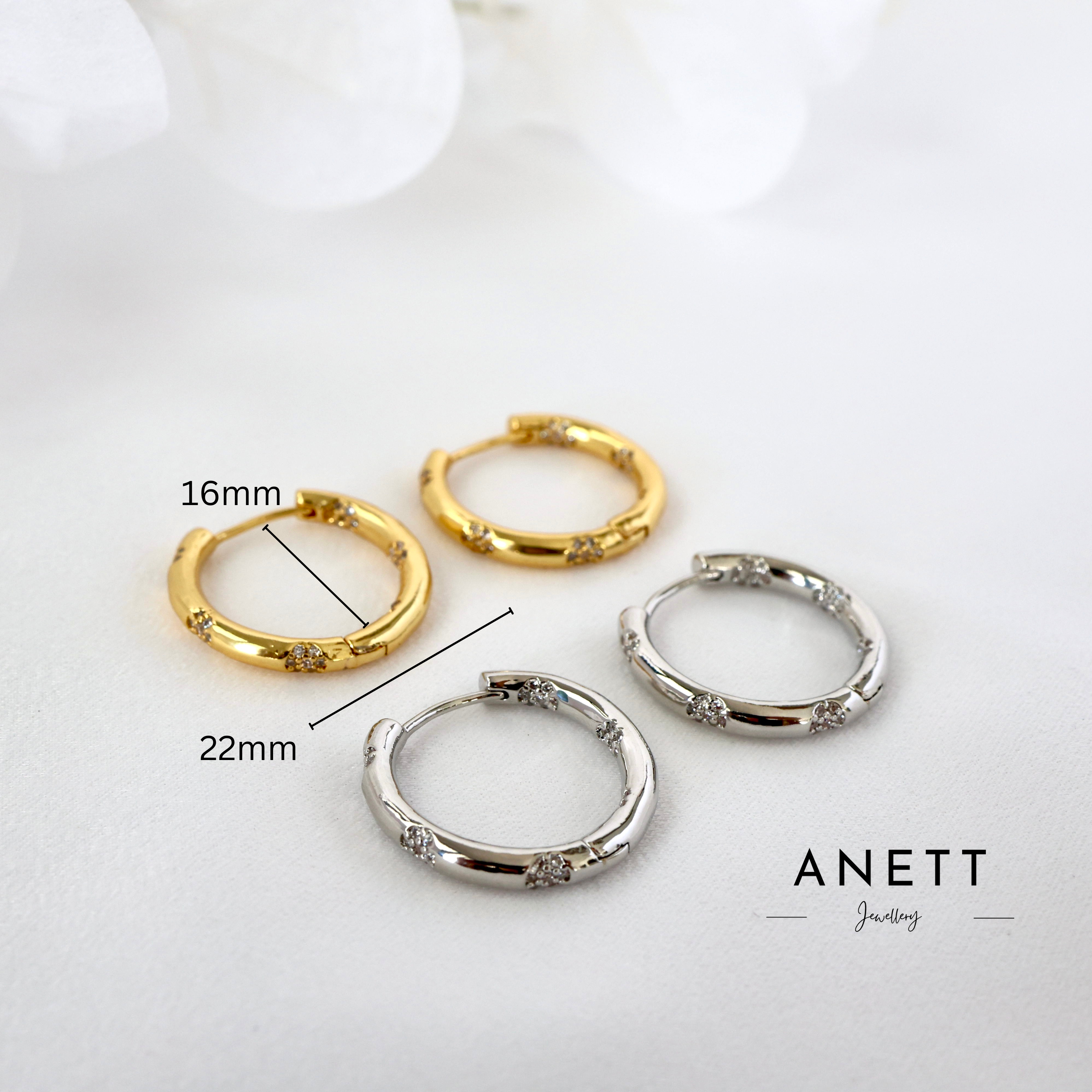 Cubic Inside out Gold Hoop Earrings 22mm