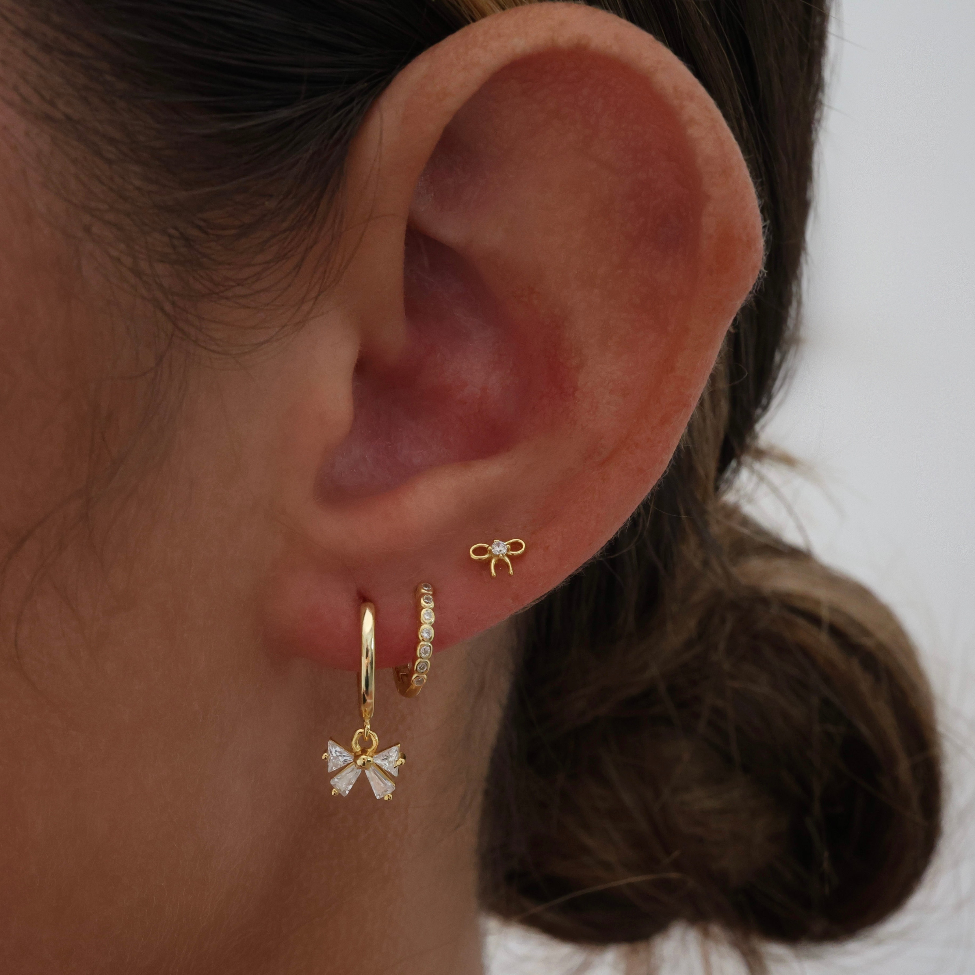 Nabi Bow Dangle Earrings Set GOLD