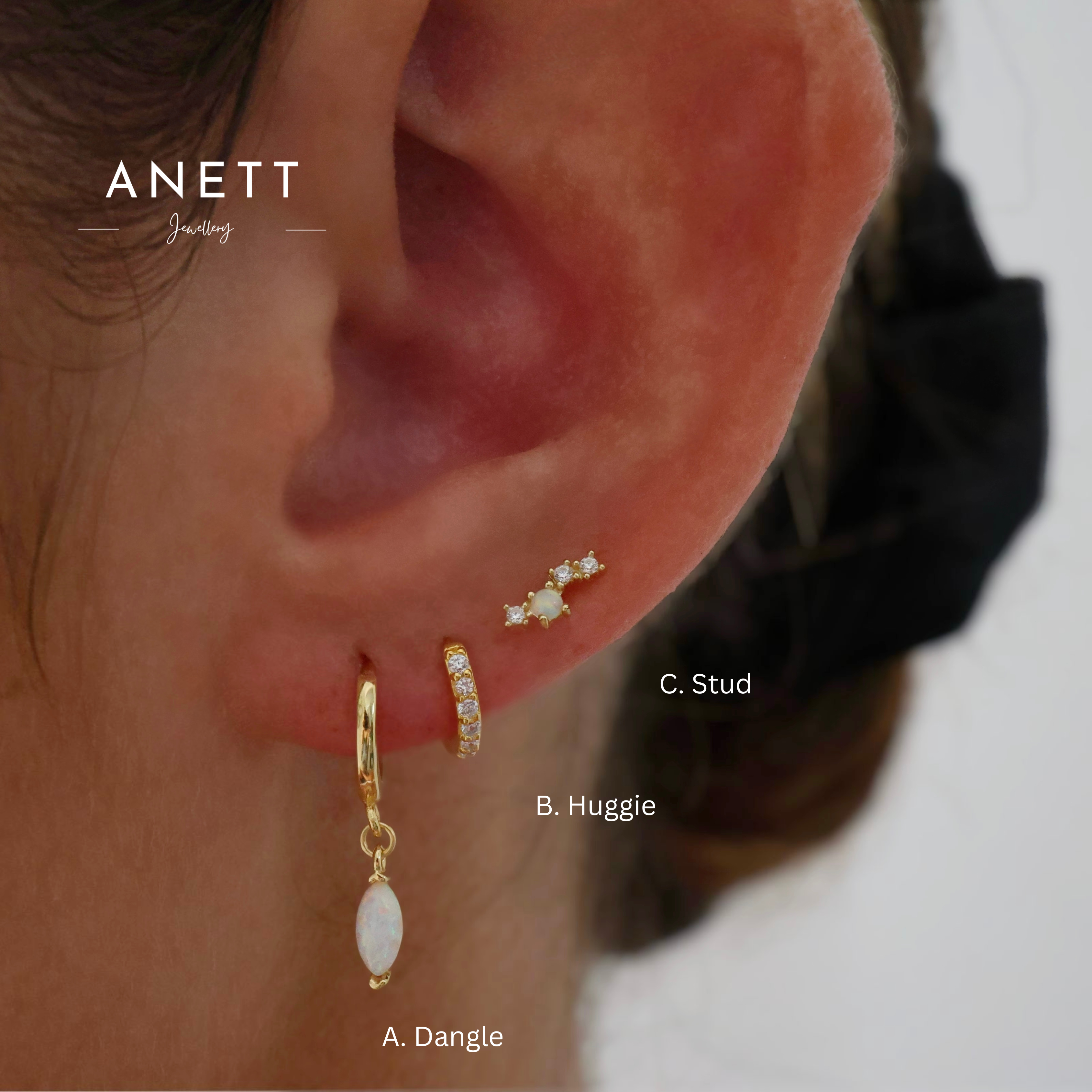 Tulip Opal Dangle Earrings GOLD