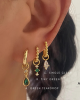 Green Teardrop Dangle Earrings Stack Set, 925 Sterling Silver
