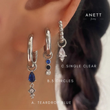 Blue Teardrop Dangle SILVER Earring Stacks