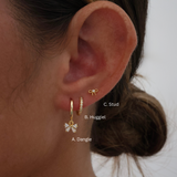 Nabi Bow Dangle Earrings Set GOLD