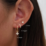 4 Clover Dangle Earrings GOLD