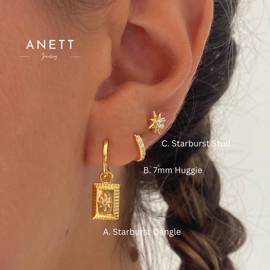Starburst gold dangle earring Sets