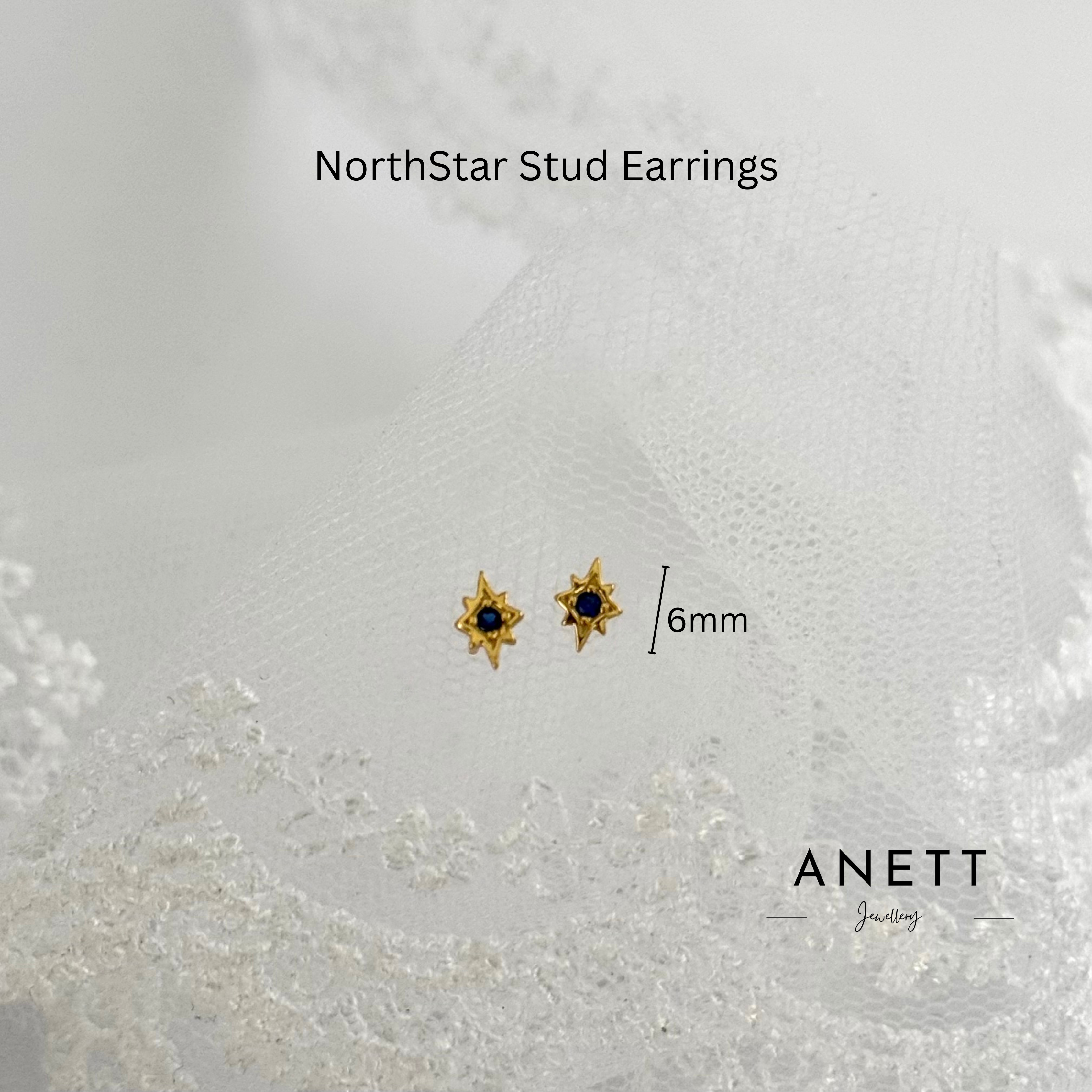 Blue NorthStar Gold Stud Earrings