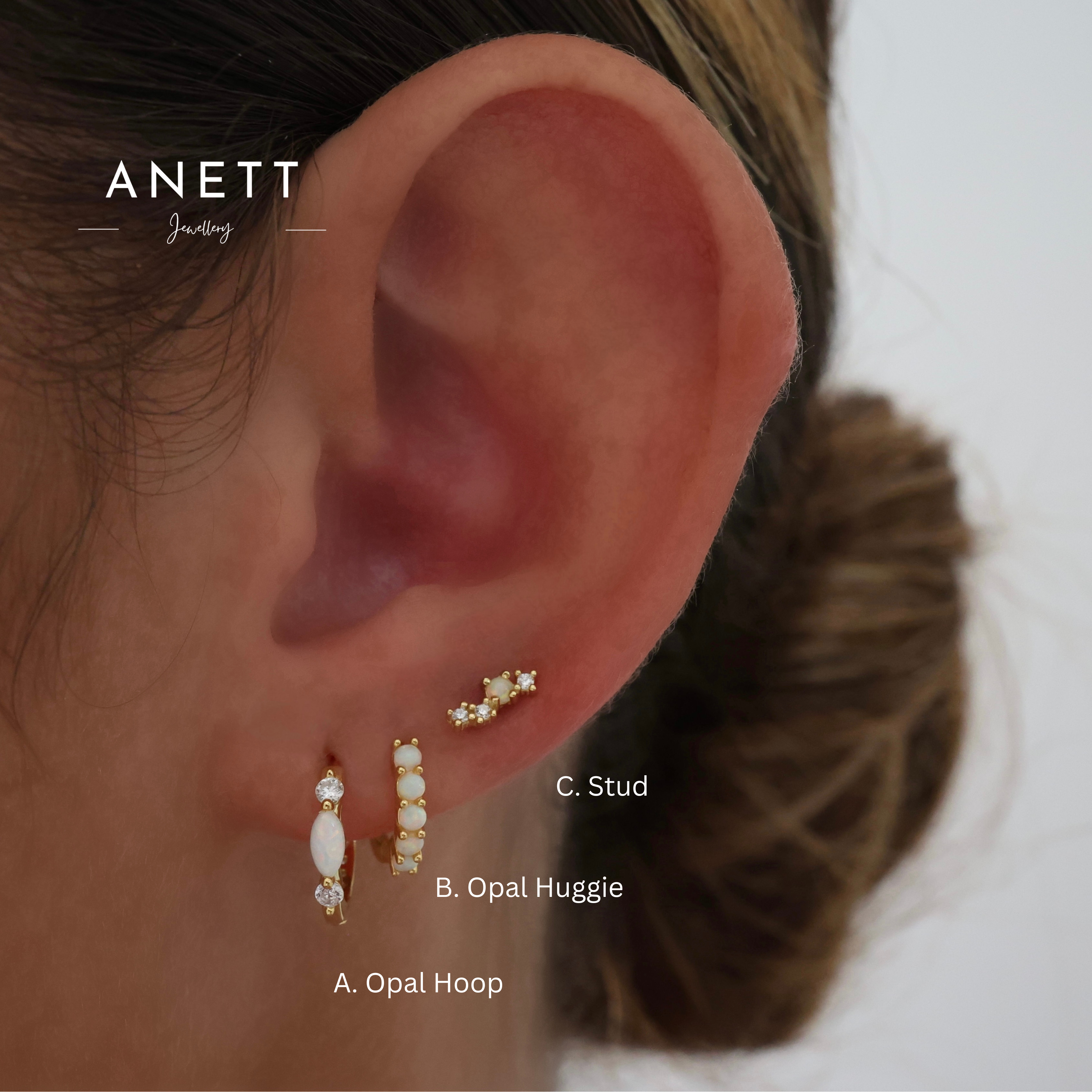 Opal Hoop Earrings GOLD Stacks